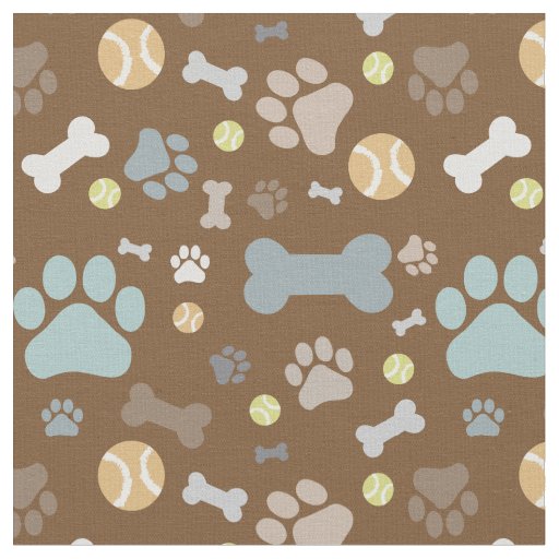 Muted Brown Dog Paw Print Pattern Fabric