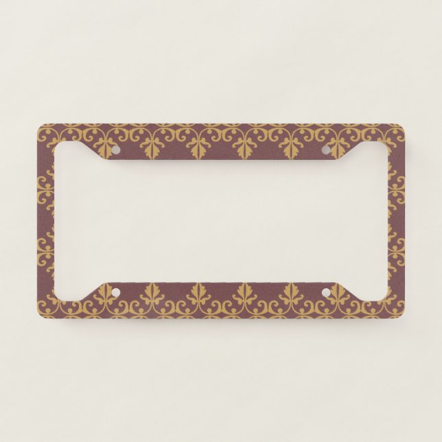 Muted Brown Floral License Plate Frame (Front)