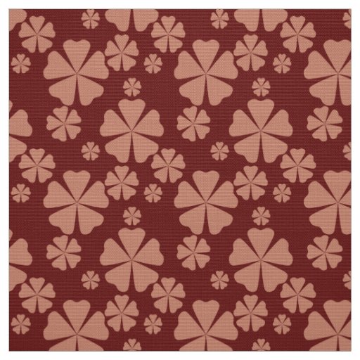Muted Brown Retro Leaf Abstract Pattern Fabric