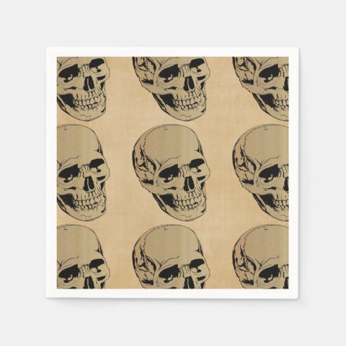 Muted Brown Skull Head Paper Napkins