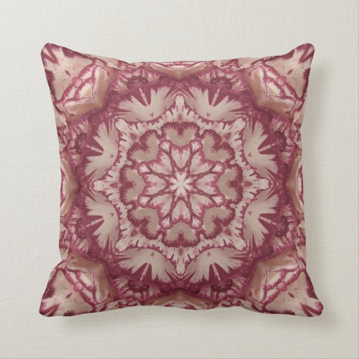 Muted Burgundy and Ivory Victorian Floral Throw Pillow