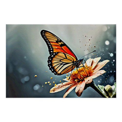  Muted  Butterfly Artistic Creative Flower AP52 Poster