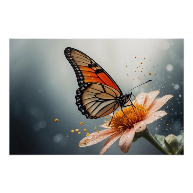 *~* Muted  Butterfly Artistic Creative Flower AP52 Poster (Front)