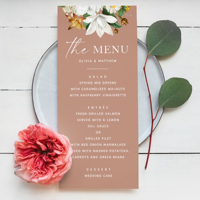 Muted Clay Floral Wedding | Garden Botanical  Menu (Creator Uploaded)