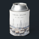 Muted Coastal Boats at Harbor Seascape Wedding Can Cooler<br><div class="desc">Coastal Boats at Harbor Seascape Theme Collection.- it's an elegant script watercolor Illustration of pastel Harbor Side Boats ,  perfect for your harbor destination wedding & parties. It’s very easy to customize,  with your personal details. If you need any other matching product or customization,  kindly message via Zazzle.</div>