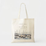 Muted Coastal Boats at Harbor Seascape Wedding Tote Bag<br><div class="desc">Coastal Boats at Harbor Seascape Theme Collection.- it's an elegant script watercolor Illustration of pastel Harbor Side Boats ,  perfect for your harbor destination wedding & parties. It’s very easy to customize,  with your personal details. If you need any other matching product or customization,  kindly message via Zazzle.</div>