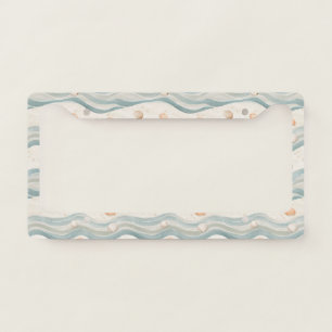 Muted Coastal Seashells Wave - Boho Beach Style License Plate Frame