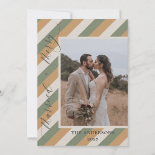 Muted Color Photo Merry Married Wedding Christmas Thank You Card