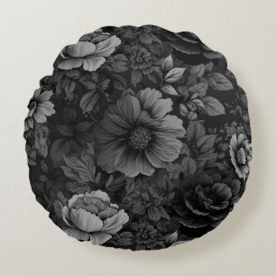 Muted Color Vintage Floral Print Round Pillow