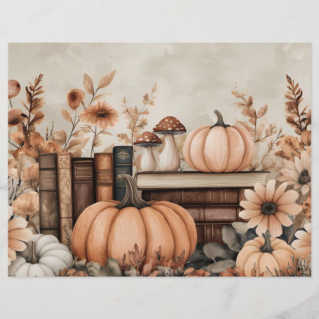 Muted colored fall pumpkin scrapbook paper (Front)