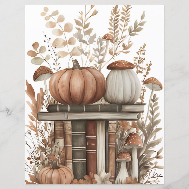 Muted colored fall pumpkin scrapbook paper (Front)