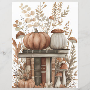 Muted colored fall pumpkin scrapbook paper