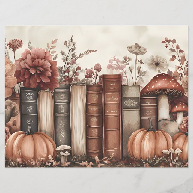 Muted colored fall pumpkin scrapbook paper (Front)