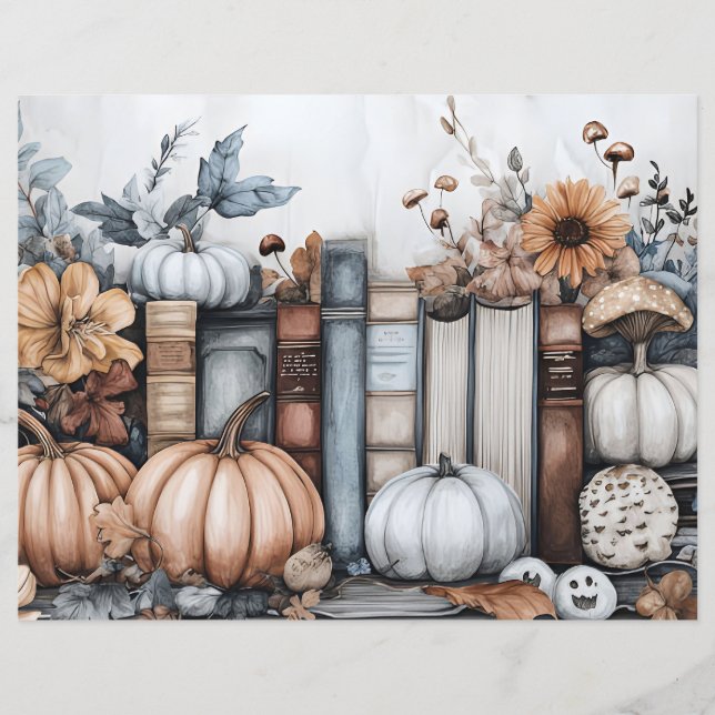 Muted colored fall pumpkin scrapbook paper (Front)