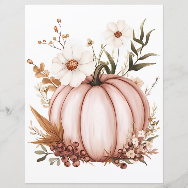 Muted colored fall pumpkin scrapbook paper (Front)