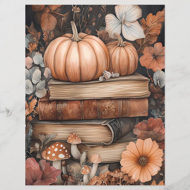 Muted colored fall pumpkin scrapbook paper (Front)