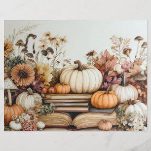 Muted colored fall pumpkin scrapbook paper