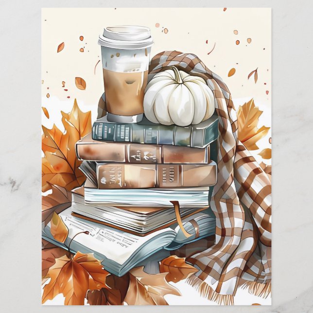 Muted colored fall pumpkin scrapbook paper (Front)