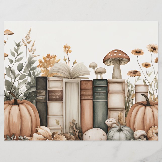 Muted colored fall pumpkin scrapbook paper (Front)