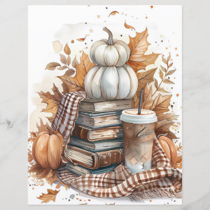 Muted colored fall pumpkin scrapbook paper