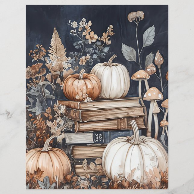 Muted colored fall pumpkin scrapbook paper (Front)