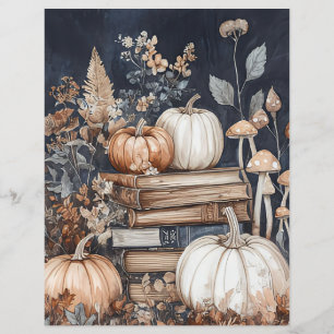Muted colored fall pumpkin scrapbook paper