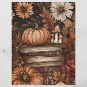 Muted colored fall pumpkin scrapbook paper