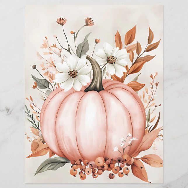 Muted colored fall pumpkin scrapbook paper (Front)