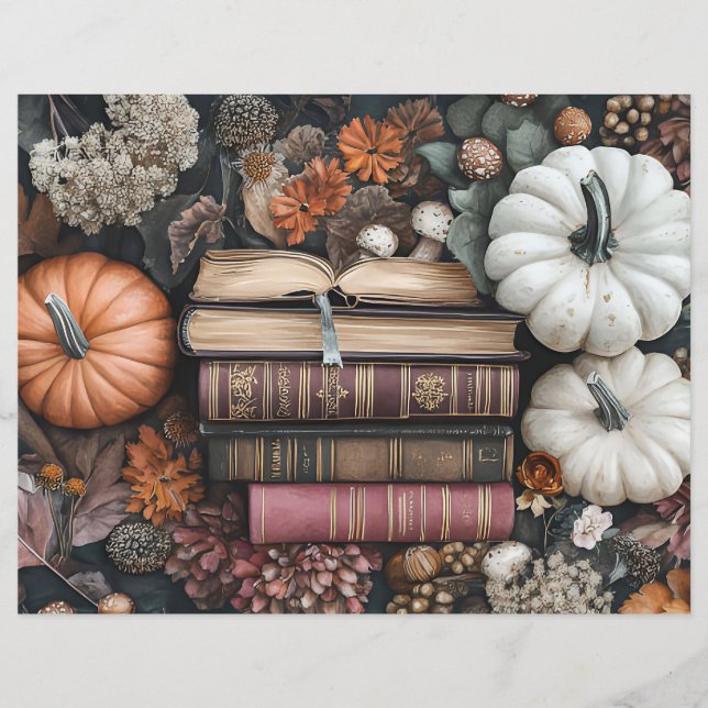Muted colored fall pumpkin scrapbook paper (Front)
