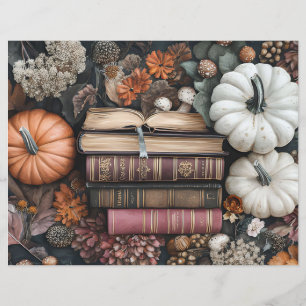 Muted colored fall pumpkin scrapbook paper