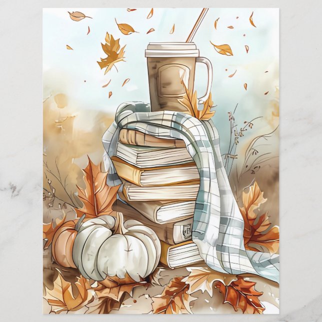 Muted colored fall pumpkin scrapbook paper (Front)