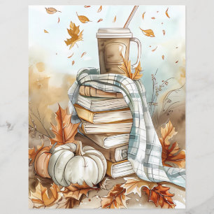 Muted colored fall pumpkin scrapbook paper