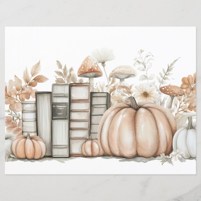 Muted colored fall pumpkin scrapbook paper (Front)