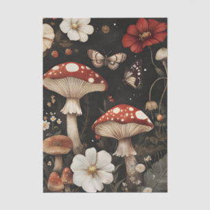 Muted colored fall themed Mushrooms and leaves Tissue Paper