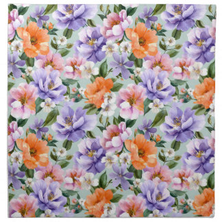 Muted Colorful Flowers Boho flower Cloth Napkin