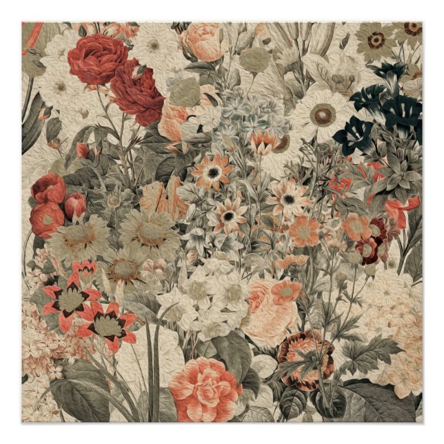 Muted Colors flower collage Poster (Front)
