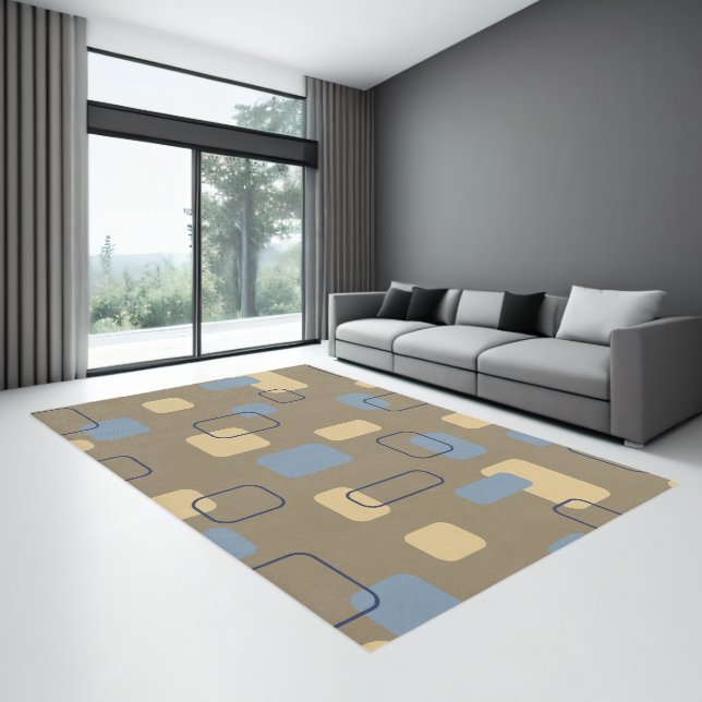 Muted colors Mid-Century Geometric Shapes Pattern Rug (Insitu (Indoor 3))