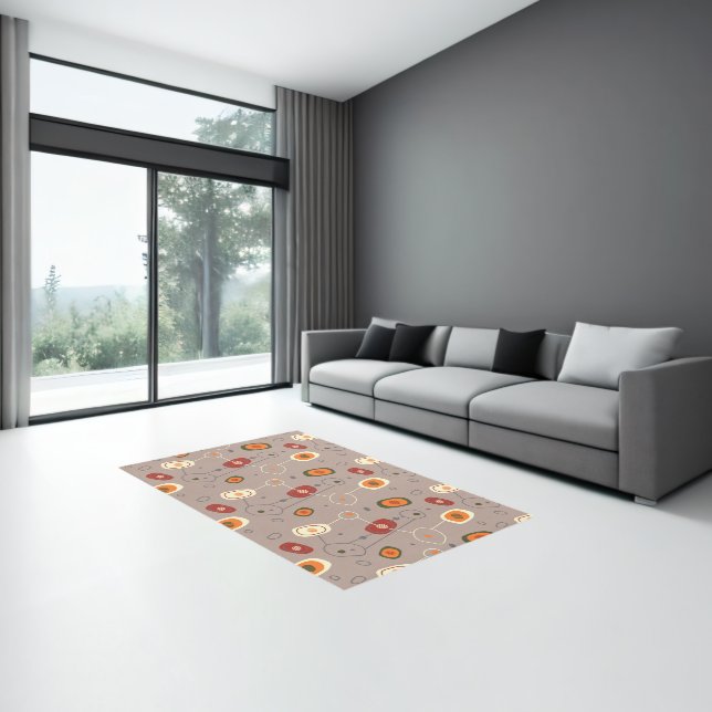 Muted colors Mid Century Organic shapes Pattern Rug (Insitu (Indoor 3))