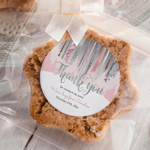 Muted Colors Snow Forest Winter Birthday Classic Round Sticker