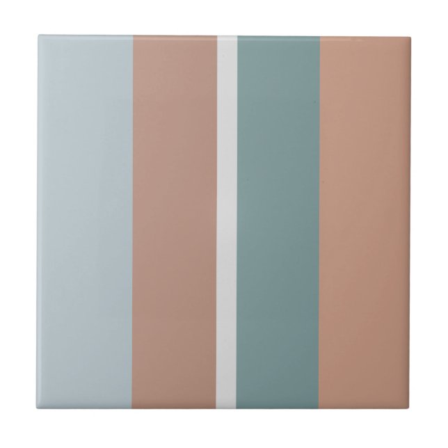 Muted colors stripes ceramic tile (Front)