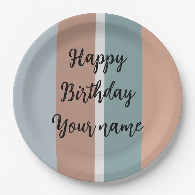 Muted colors stripes paper plates (Front)