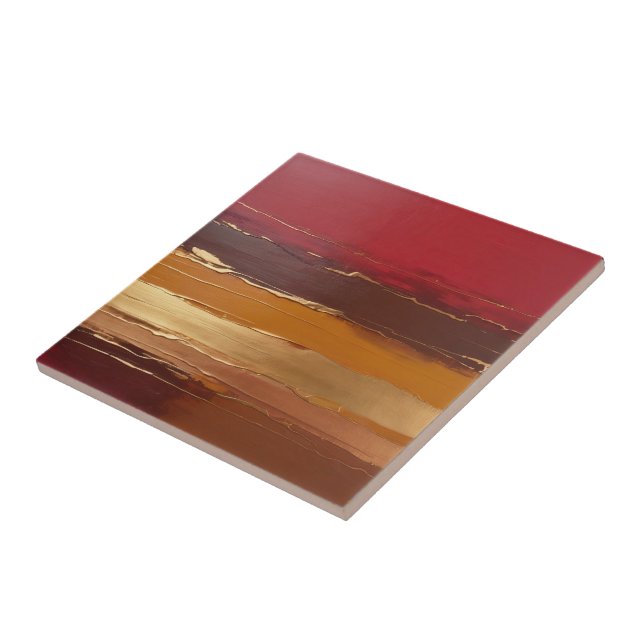 muted copper,  gold ochre, marsala, and red ceramic tile (Side)