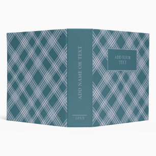 Muted Cyan Plaid Pattern - Custom 3 Ring Binder
