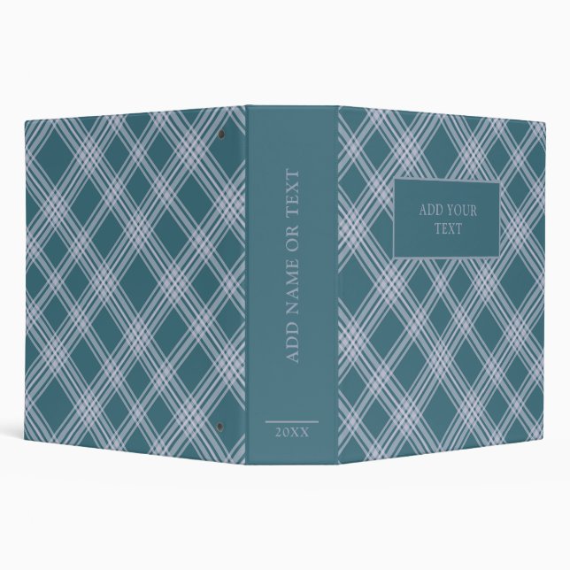 Muted Cyan Plaid Pattern - Custom 3 Ring Binder (Background)