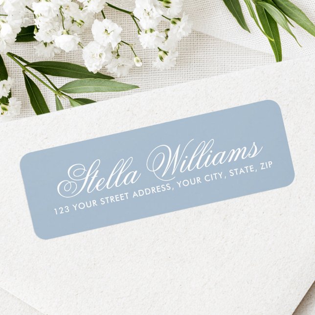 Muted dusty blue calligraphy script return address label (Muted dusty blue calligraphy script return address label)