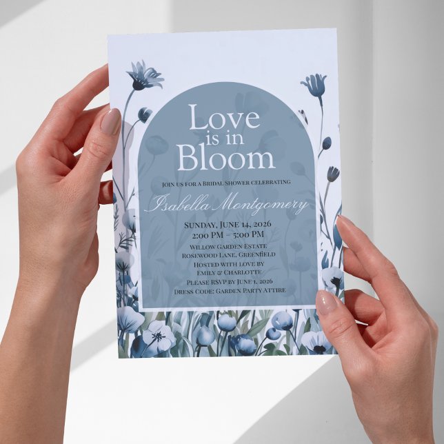 Muted Dusty Blue Palette Love in Bloom Invitation (Muted Dusty Blue Palette Love in Bloom Invitations
)
