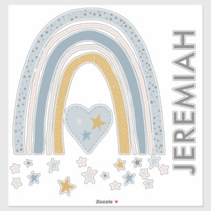 Muted Dusty Blue Rainbow Nursery Wall Decal Name