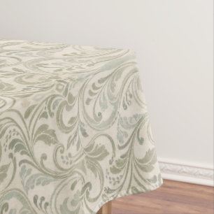 Muted Earth Tone Vintage Wallpaper Damask Tablecloth