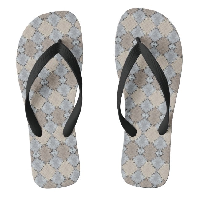 Muted Earth Toned Pattern Flip Flops (Footbed)