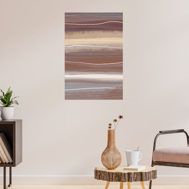 Muted earth tones plum Minimalist Abstract Art Poster (Living Room 3)